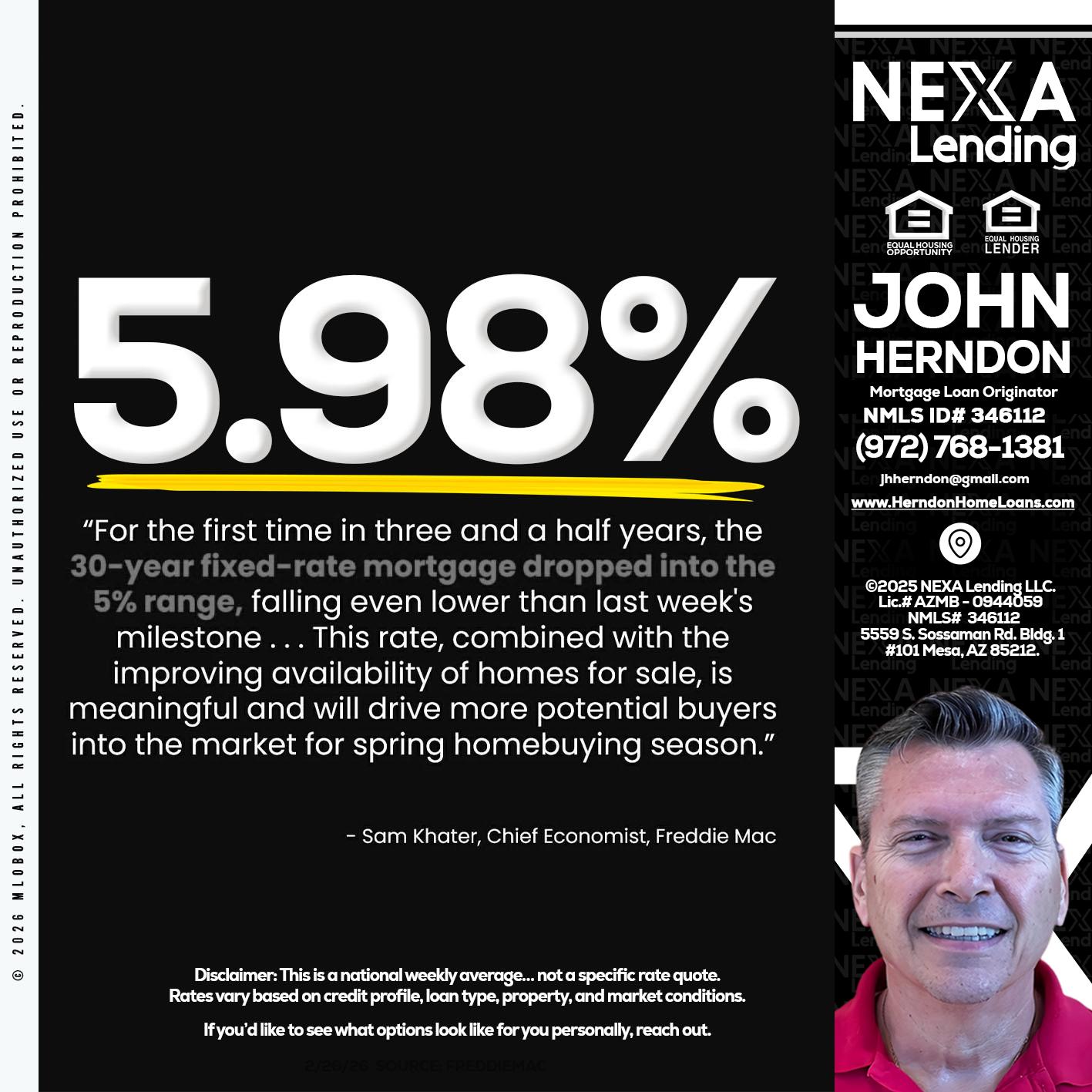 5.98% - John Herndon MBA -Mortgage Loan Originator
