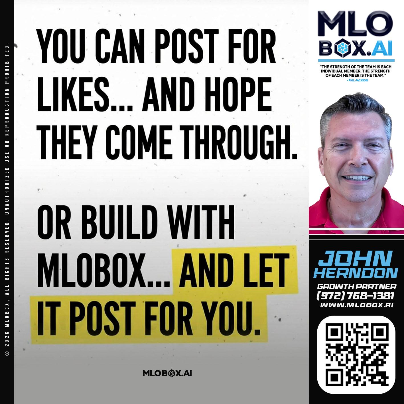 you can post - John Herndon MBA -Mortgage Loan Originator