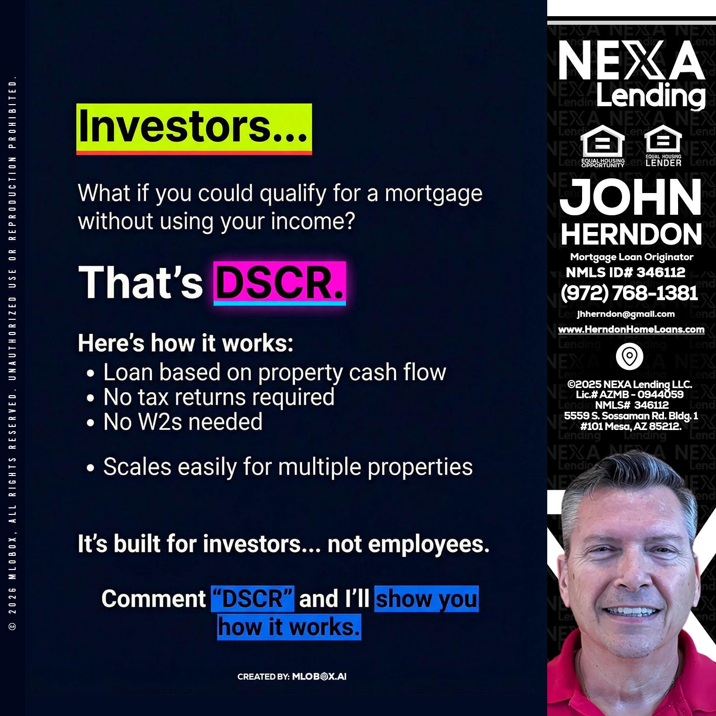 INVESTORS - John Herndon MBA -Mortgage Loan Originator