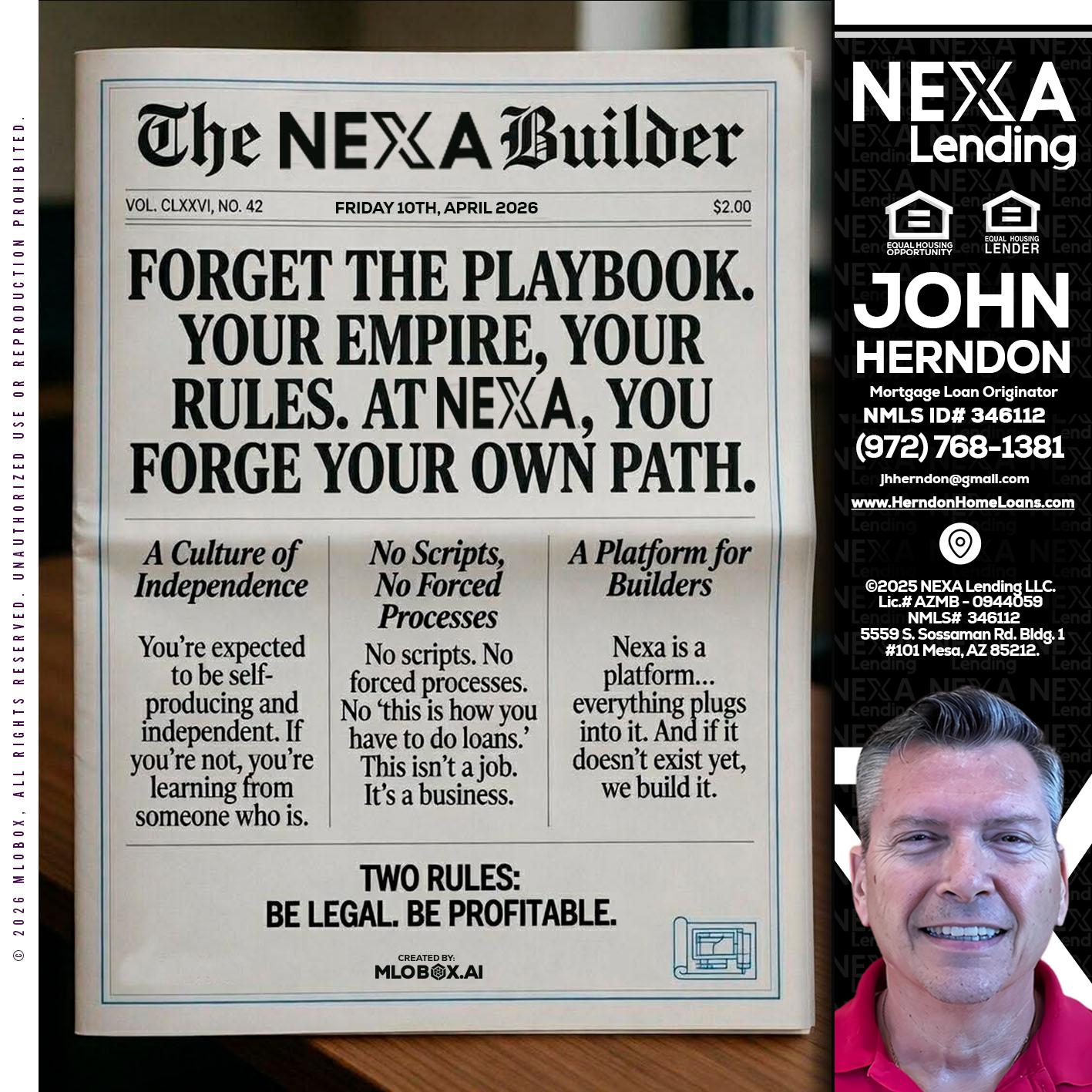 THE NEXA BUILDER - John Herndon MBA -Mortgage Loan Originator