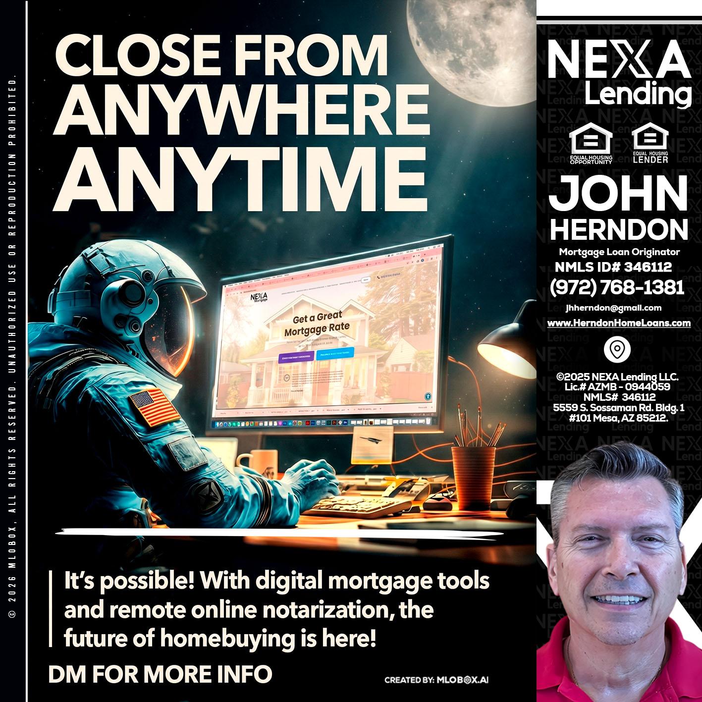 CLOSE FROM - John Herndon MBA -Mortgage Loan Originator
