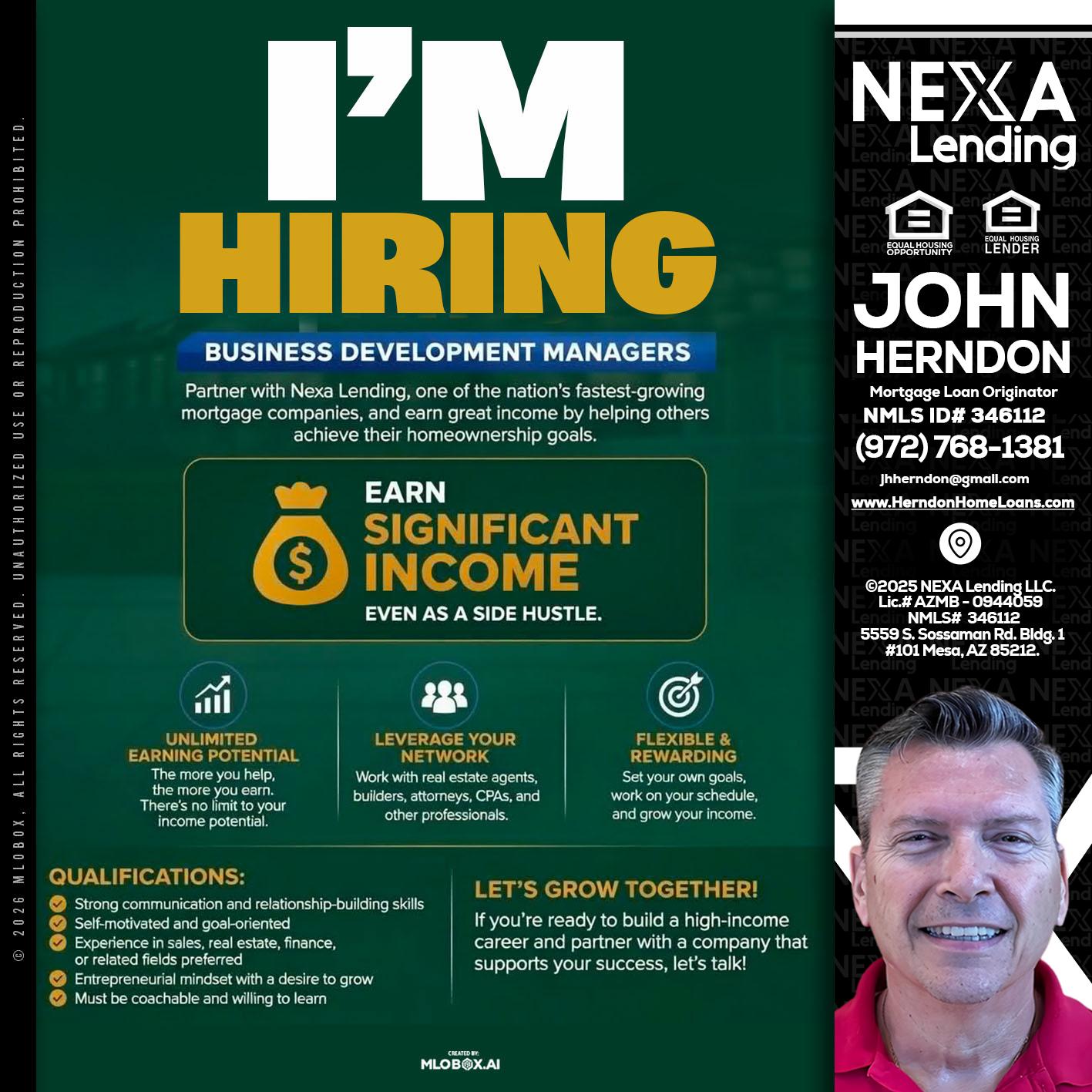IM HIRING - John Herndon MBA -Mortgage Loan Originator
