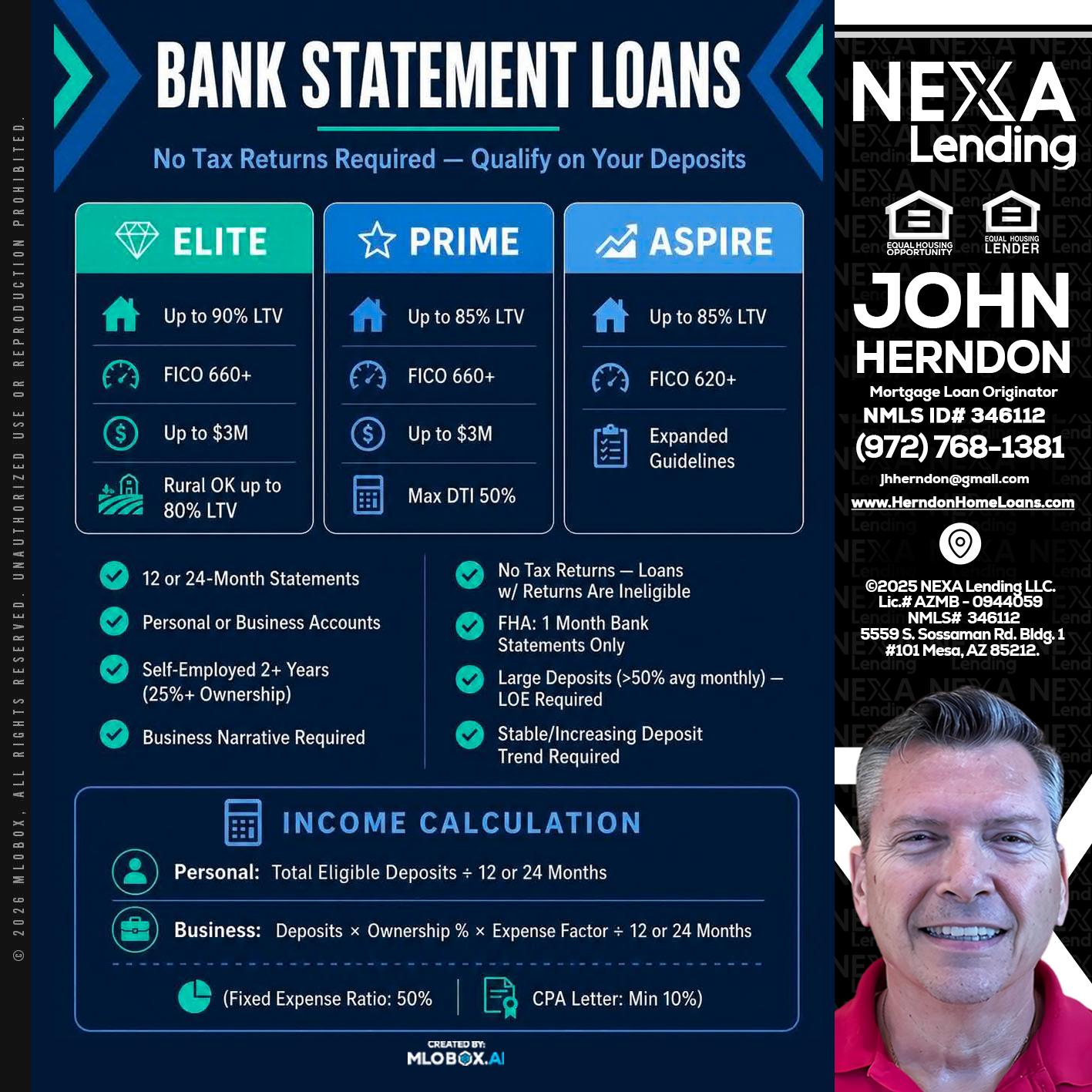 BANK STATEMENT - John Herndon MBA -Mortgage Loan Originator