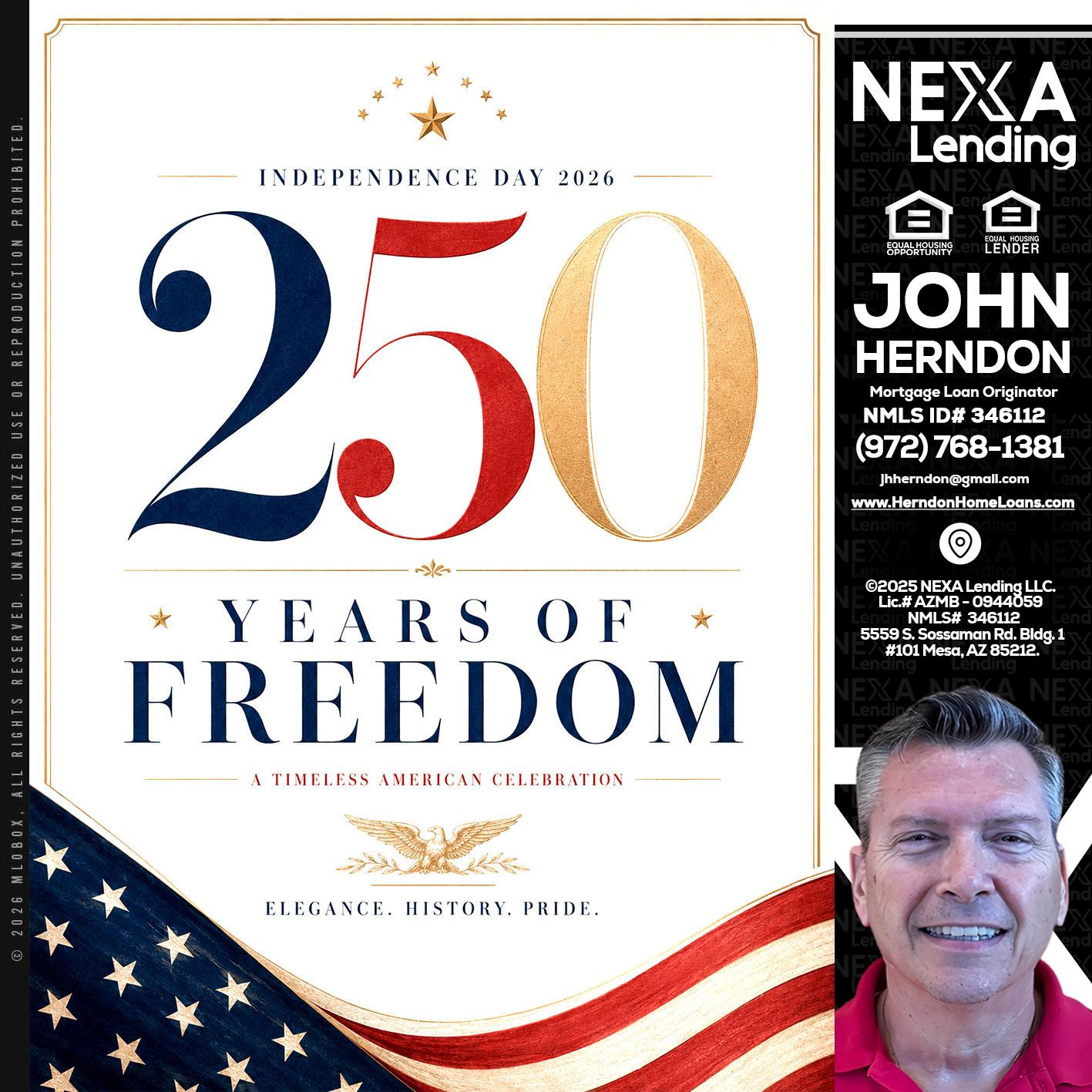 250 YEARS - John Herndon MBA -Mortgage Loan Originator