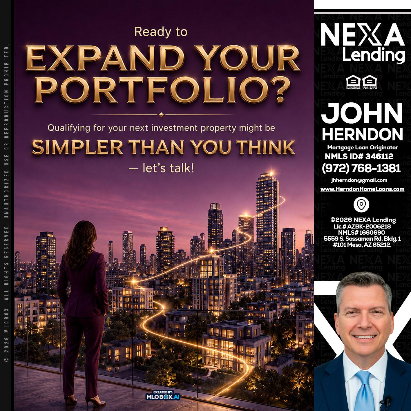 EXPAND YOUR PORTFOLIO - John Herndon MBA -Mortgage Loan Originator
