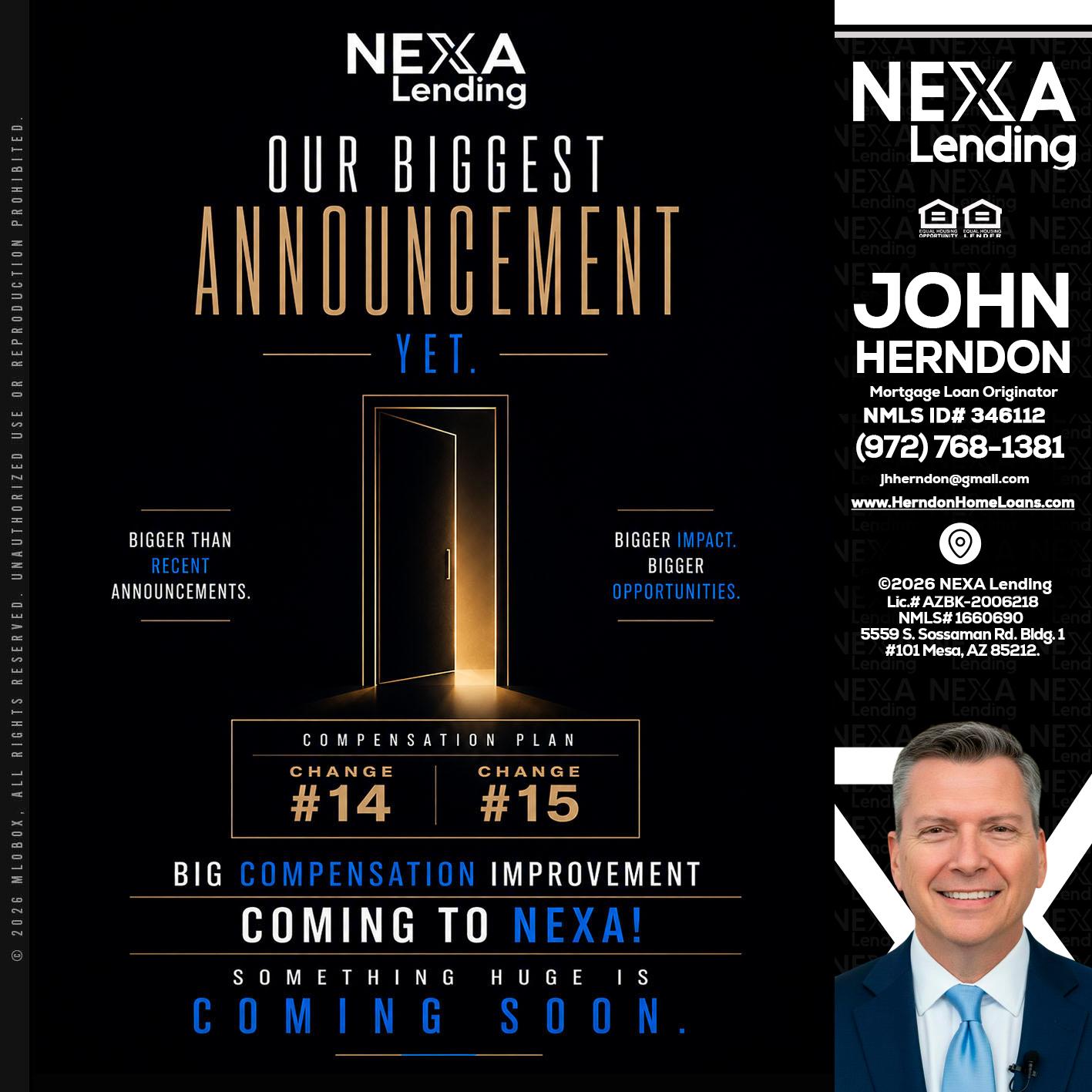 ANNOUNCEMENT - John Herndon MBA -Mortgage Loan Originator