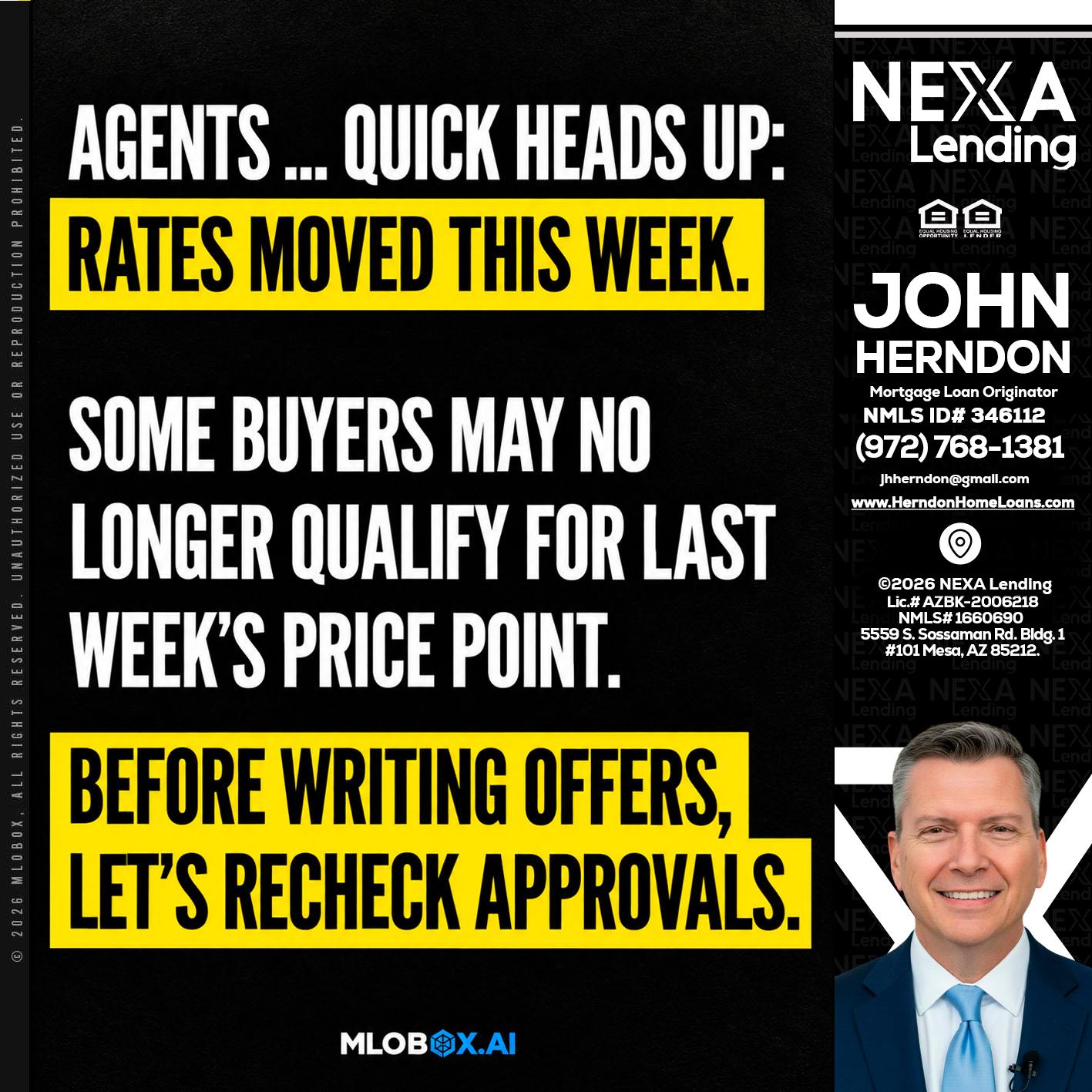AGENTS QUICK - John Herndon MBA -Mortgage Loan Originator