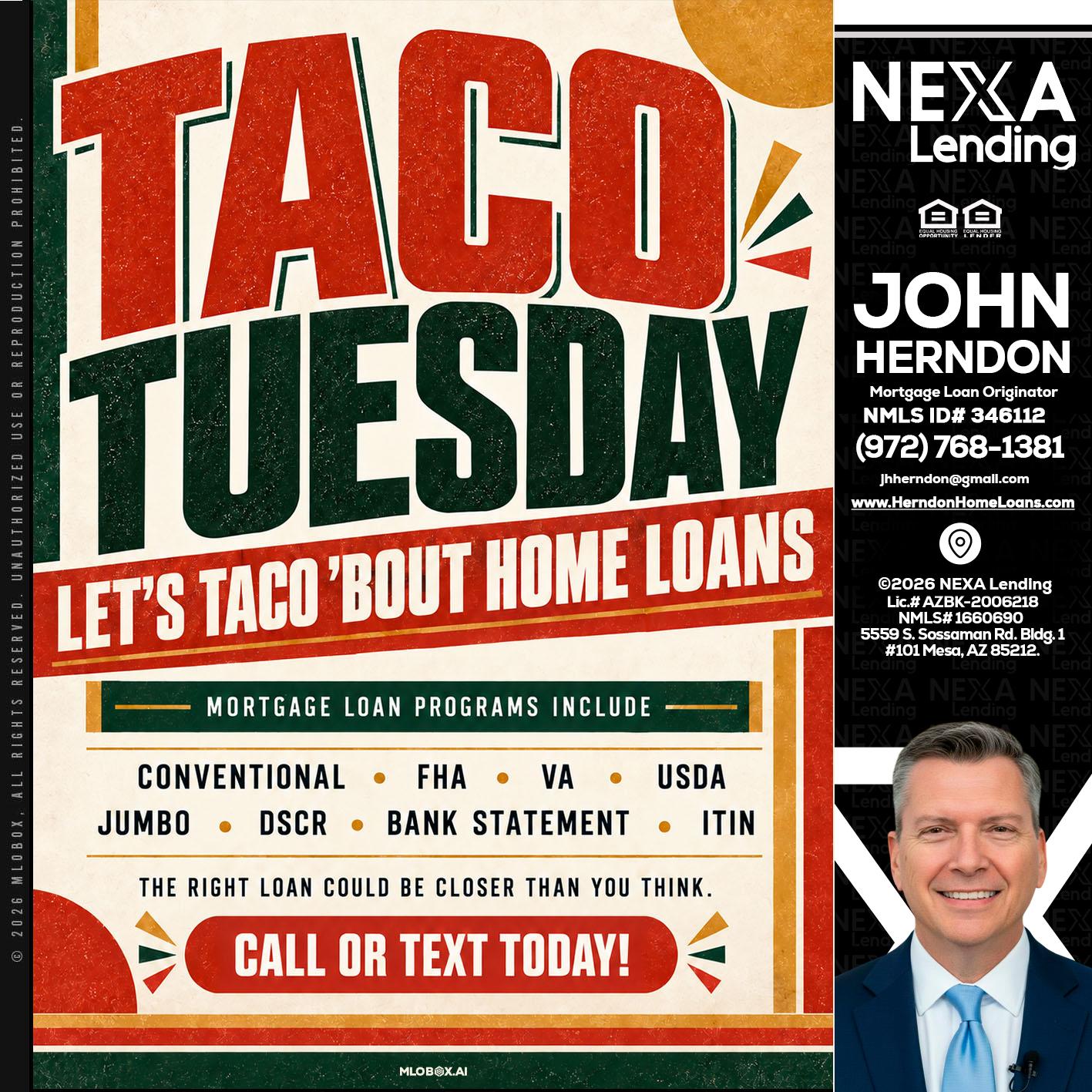 TACO TUESDAY - John Herndon MBA -Mortgage Loan Originator