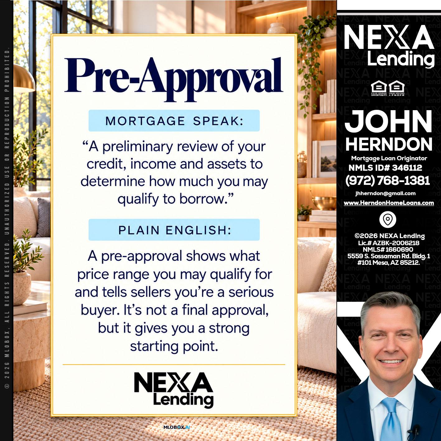 PREAPROVAL - John Herndon MBA -Mortgage Loan Originator