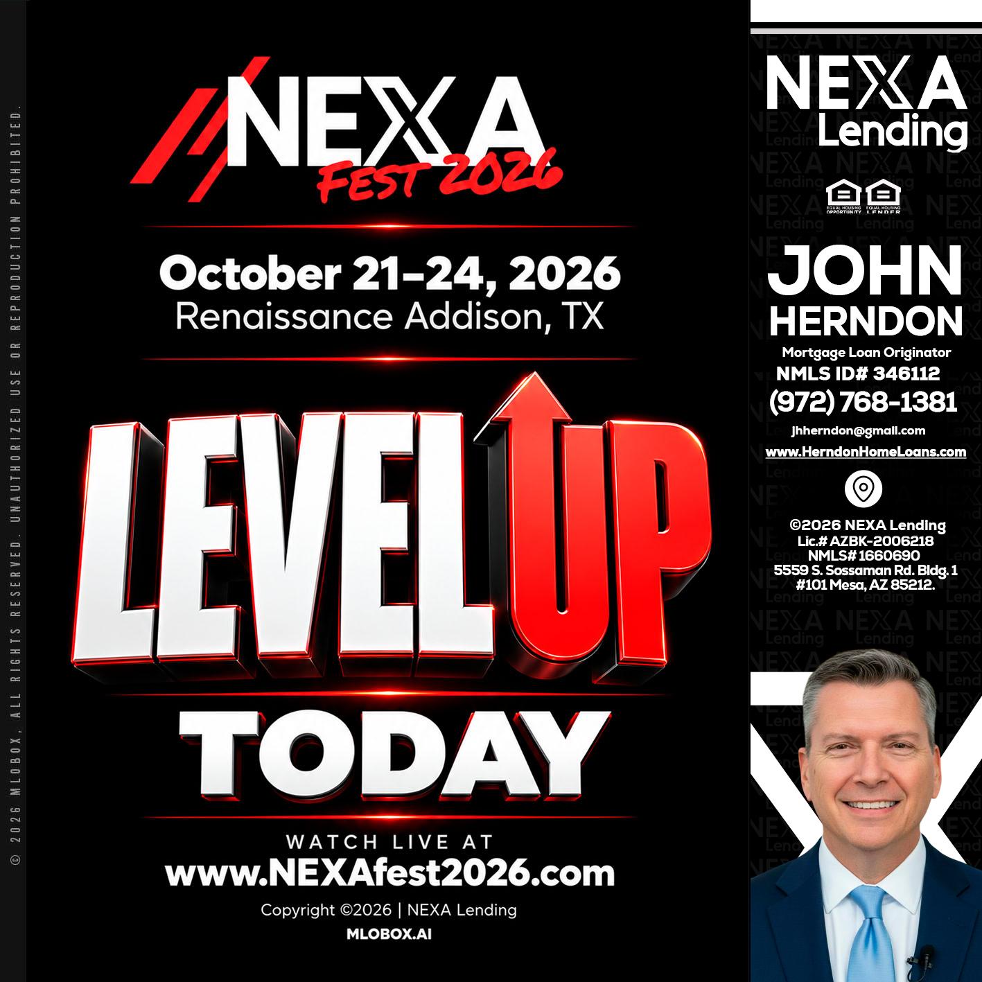 LEVEL UP TODAY - John Herndon MBA -Mortgage Loan Originator